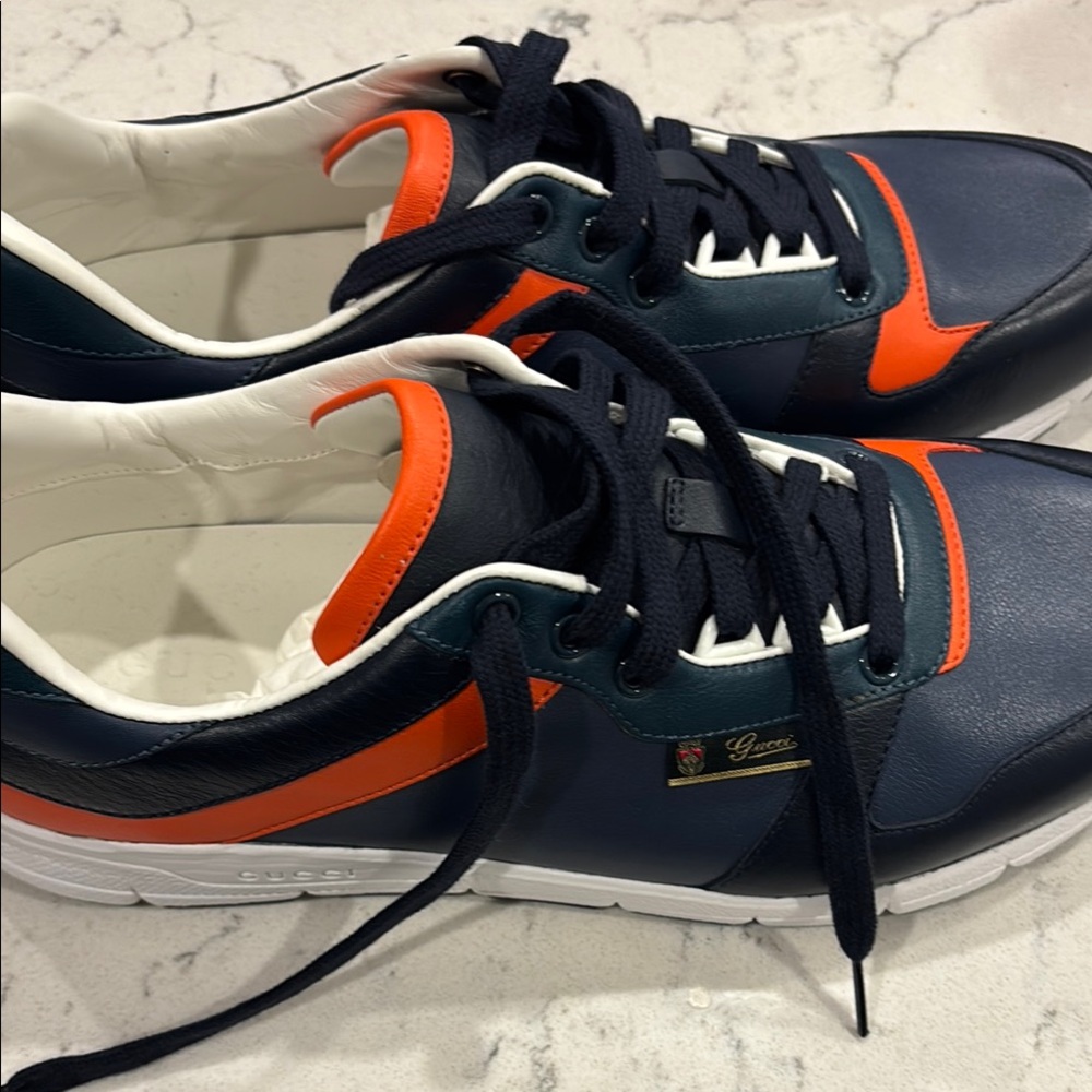 Gucci Blue and Orange Sneakers Sporty Design
